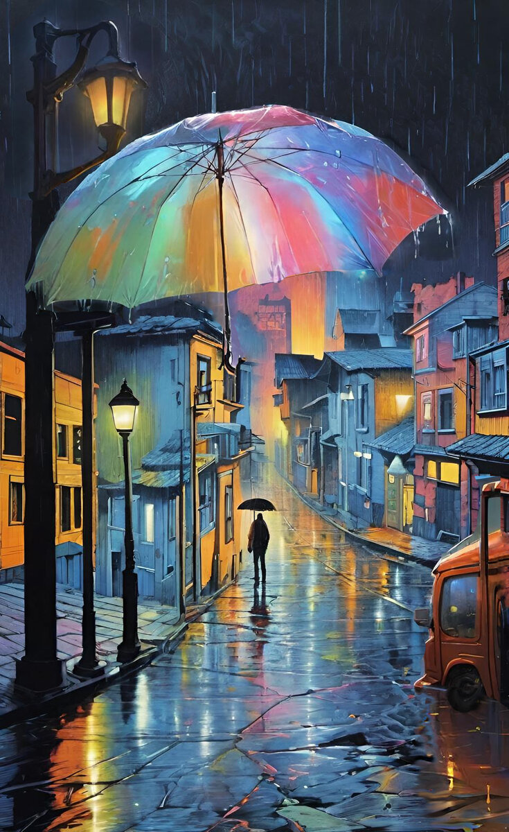 Плачет дождь. Иллюстрация создана с помощью нейросети DreamAI и программы Photoshop.