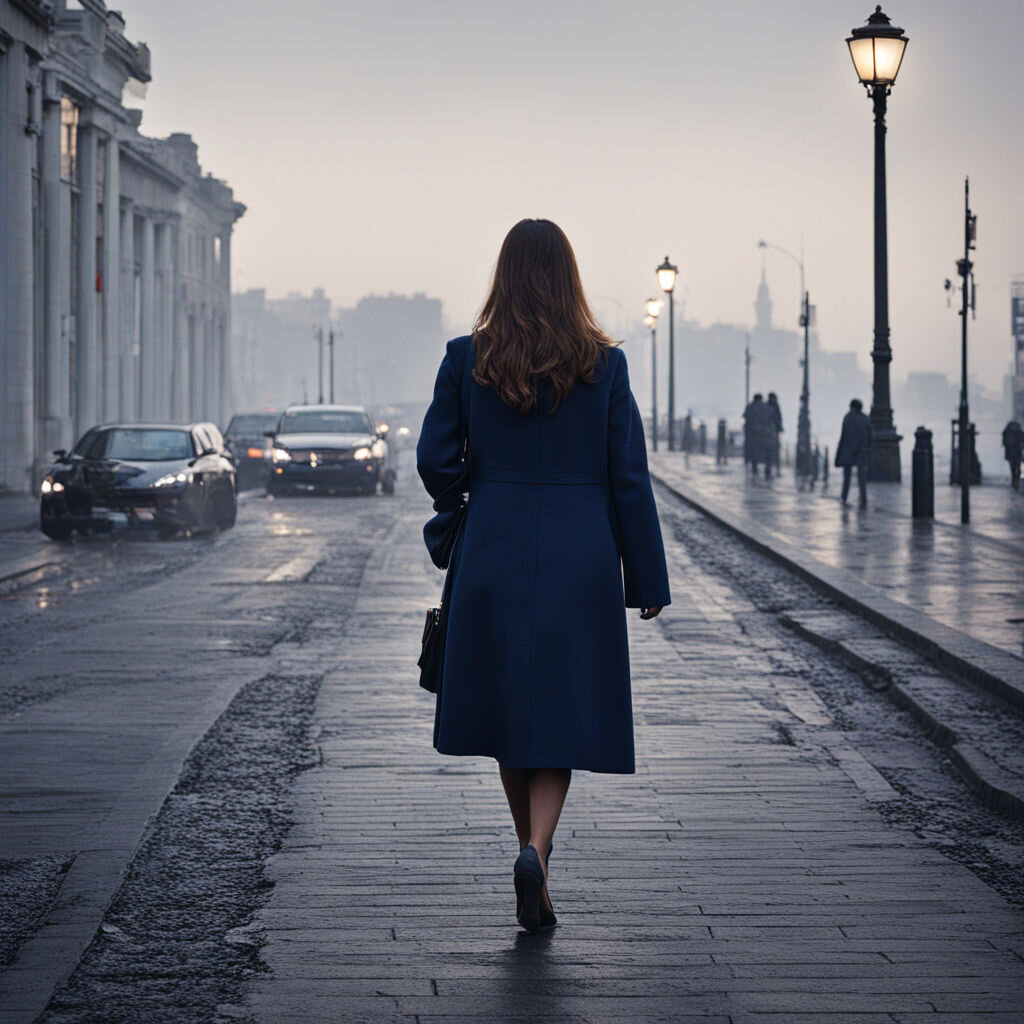 Изображение сгенерировано ИИ Девушка уходит вдаль