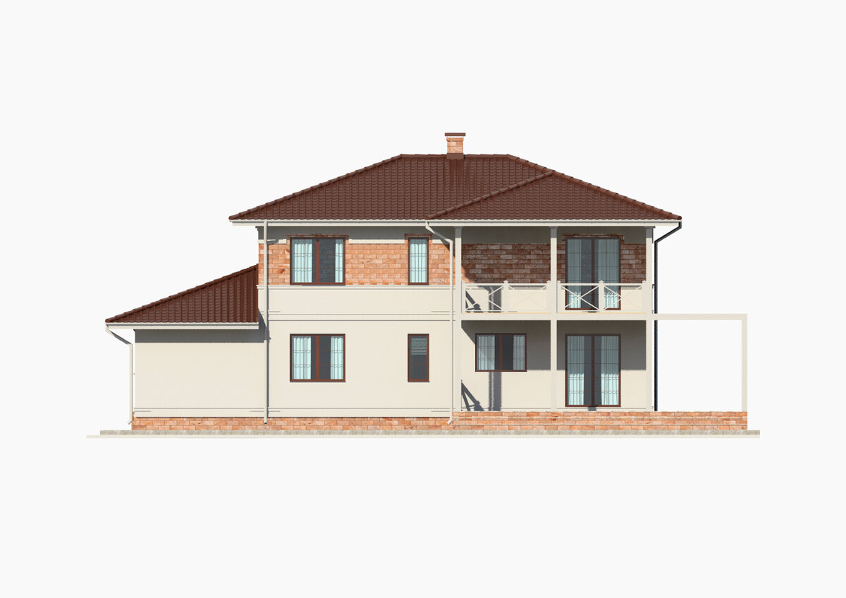 Проекция фасада (вид сбоку) двухэтажного дома «Тироль 227»