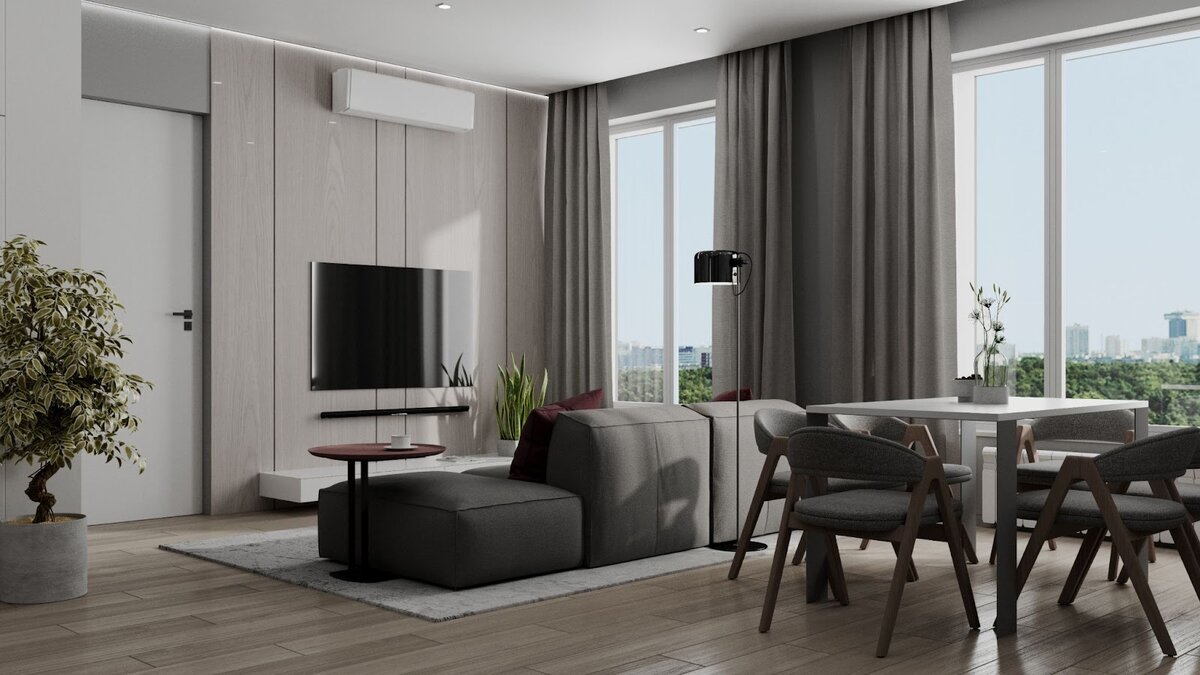 Гостиная комната в одной из квартир проекта «Символ», корпуса 24-25  
