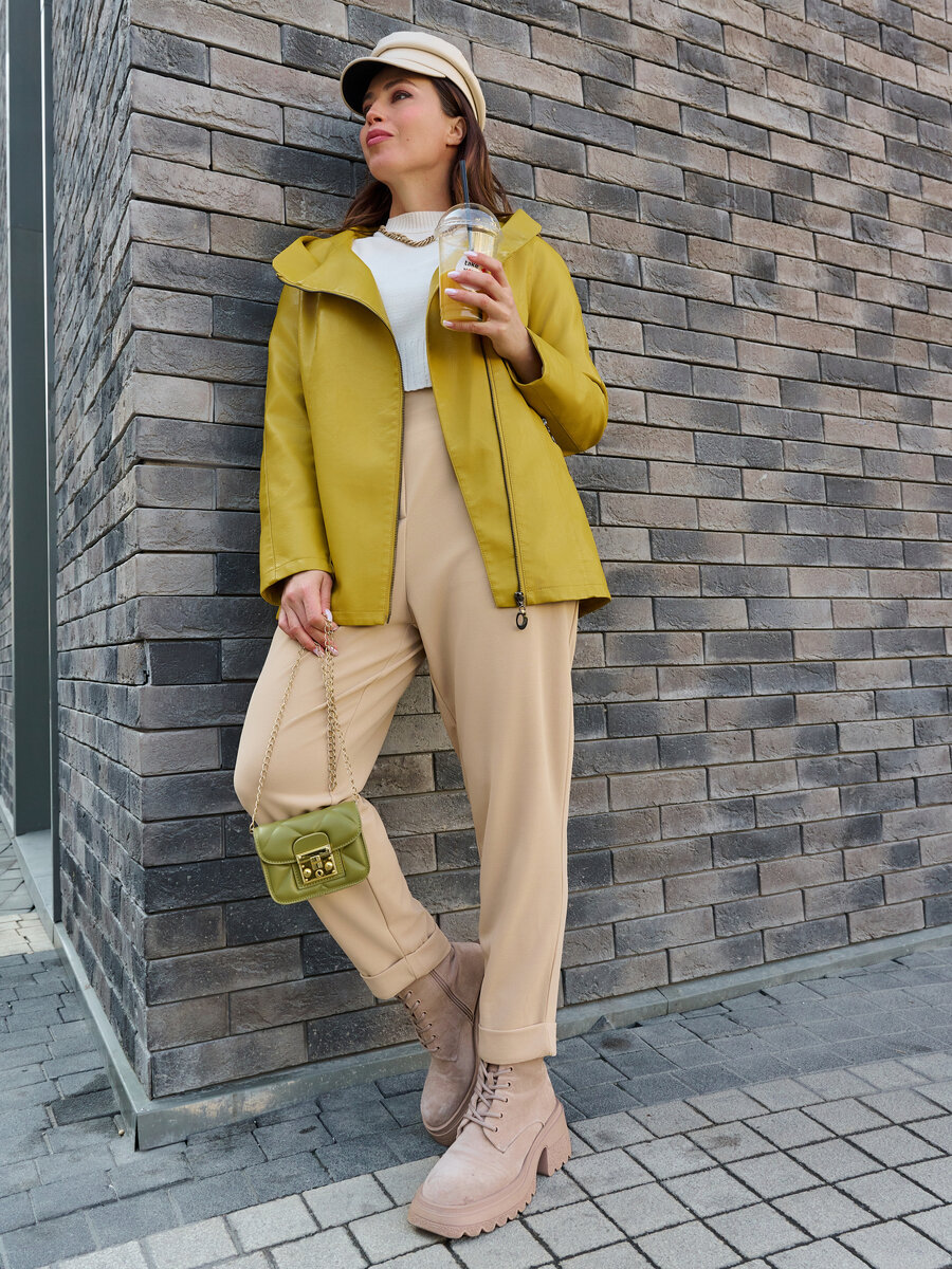 Кожаная куртка с капюшоном, косуха на весну Bless You Today