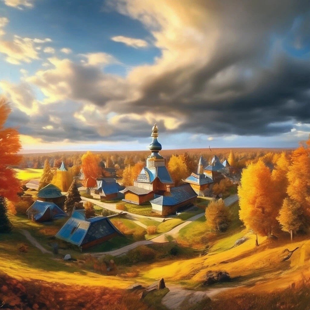 Картинка «Маленький городок» сгенерирована автором с помощью приложения «Шедеврум»