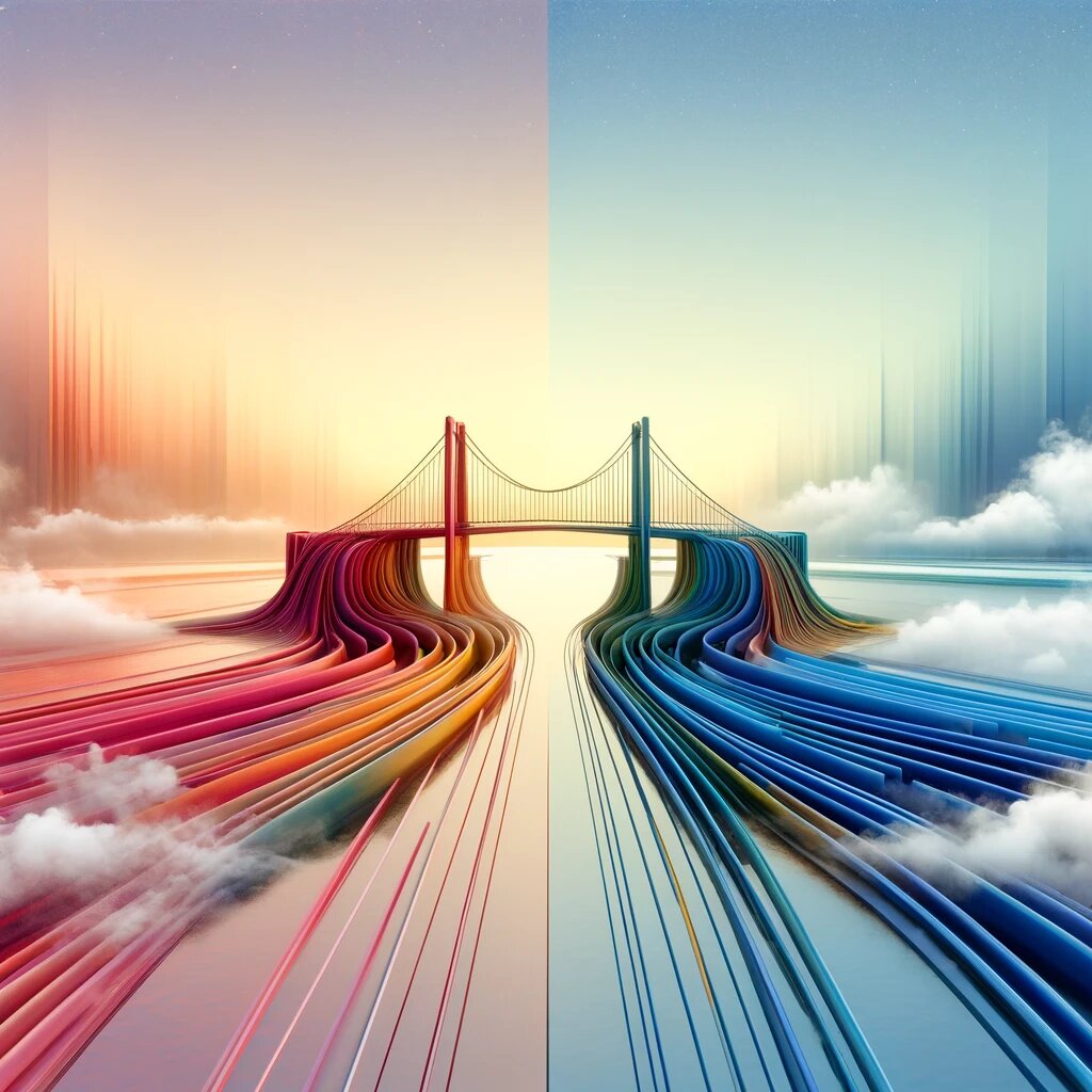 Вторая картинка визуализирует тему избегания конфликтов в отношениях. На ней изображен мост, соединяющий два отдельных участка земли, что символизирует коммуникацию и компромиссы.