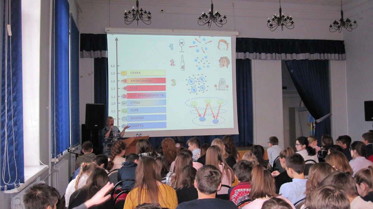 Я провожу беседу для учеников старших классов о вреде наркотиков