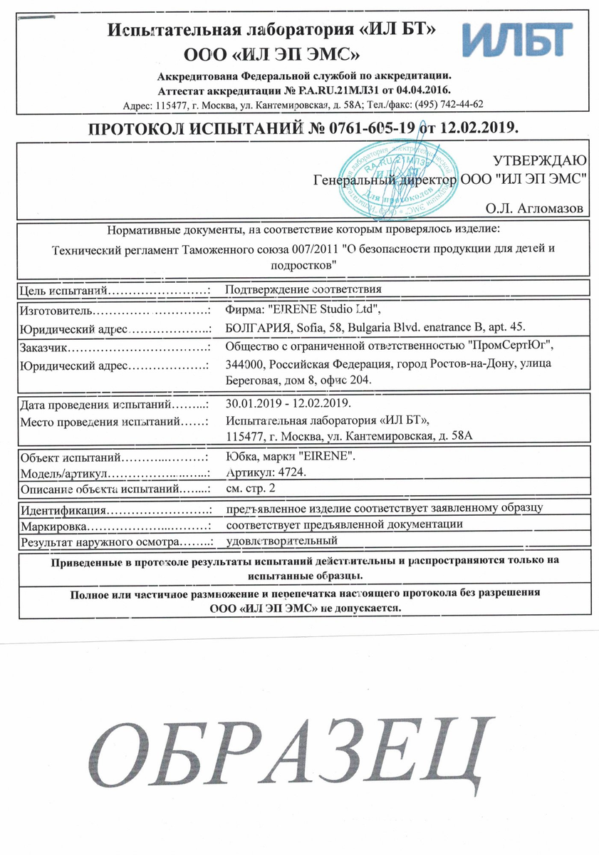 Пример протокола 