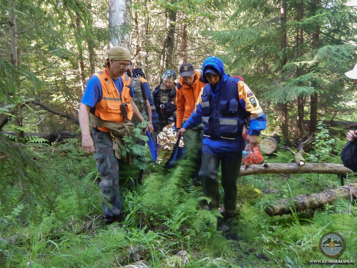 Спасатели Экстремум выносят пострадавшего из леса
