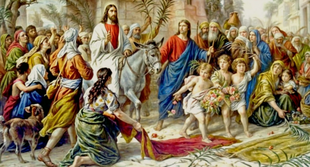 Иисус въезжает в Иерусалим верхом на осле