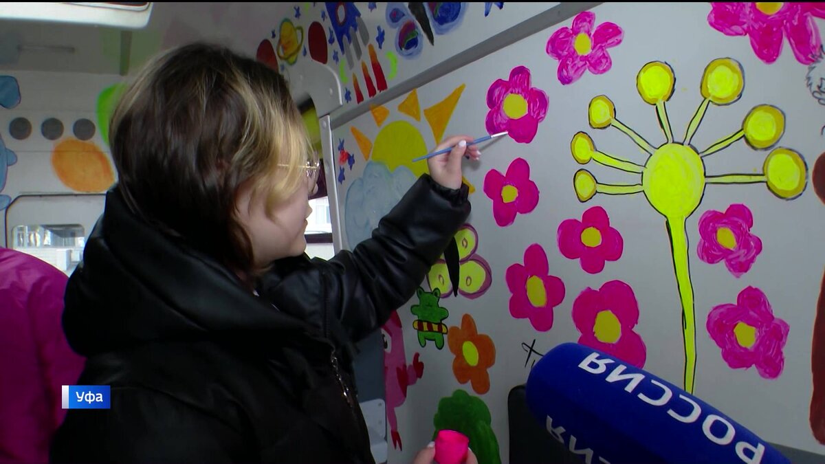    Юные пациенты РДКБ разрисовали машину "скорой" и написали на ней пожелания для участников СВО - сюжет "Вестей"