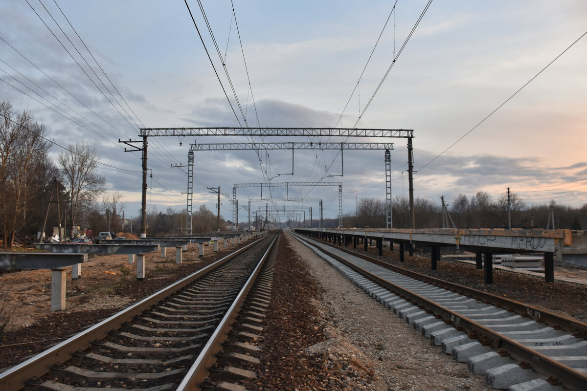 Строительство разъезда Орудьево. Вид в сторону Каналстроя.
