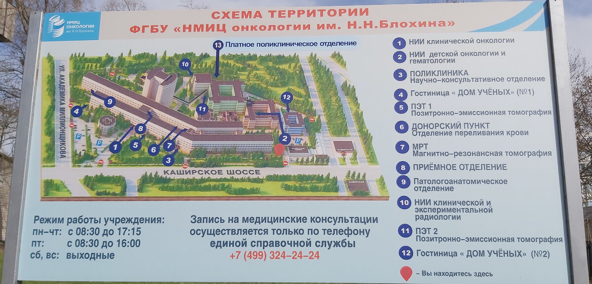 Схема территории больничного комплекса