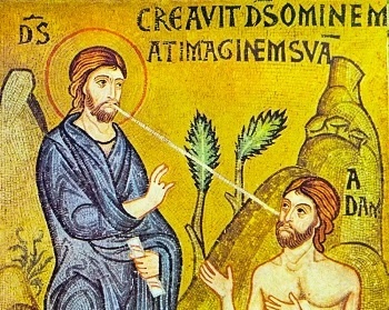 "Творение первого человека" Греческая мозаика
