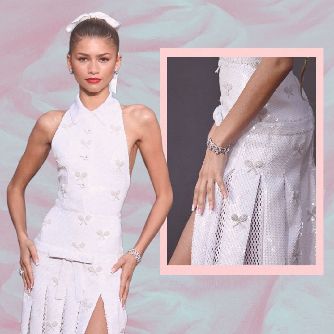 Зендея в теннисном платье Thom Browne. Пресс-тур фильма «Претенденты» в Лондоне. Оригиналы для фото: Гарет Каттермол / Getty Images / для Warner Bros.