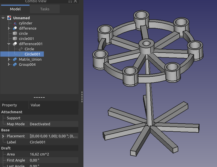 Файл candle.scad импортированный во FreeCAD