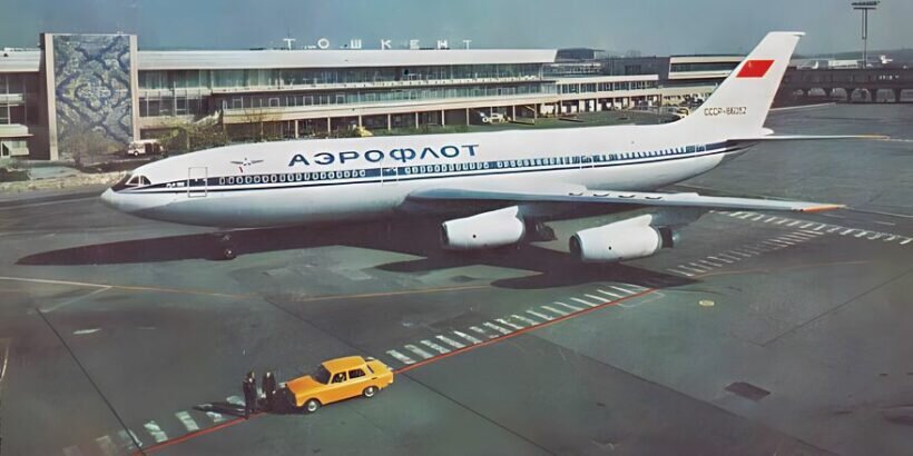 Ил-86 на перроне аэропорта «Ташкент», 1983 год. Источник фото: aviaforum.ru