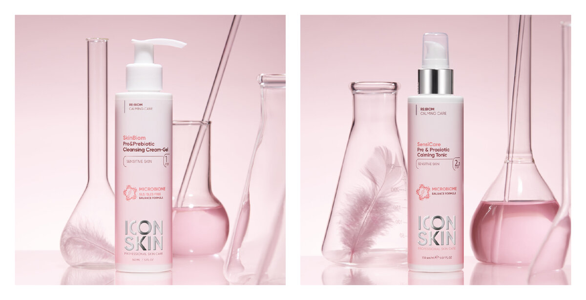 ICON SKIN Крем-гель для умывания и успокаивающий тоник системы RE:BIOM с пребиотиками