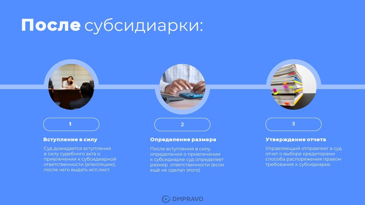 Что происходит после привлечения к субсидиарной ответственности (этапы).