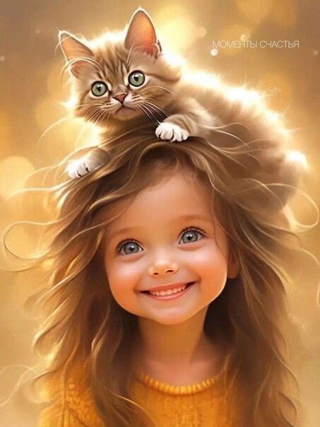 Момент счастья (девочка и кот)
