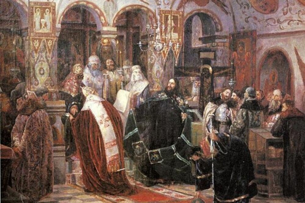    Лишение Никона на Соборе патриаршего сана. Неизвестный художник, XIX век.