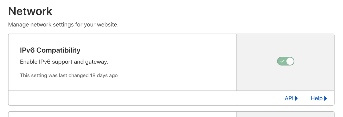 В панели Cloudflare нельзя отключить поддержку IPv6