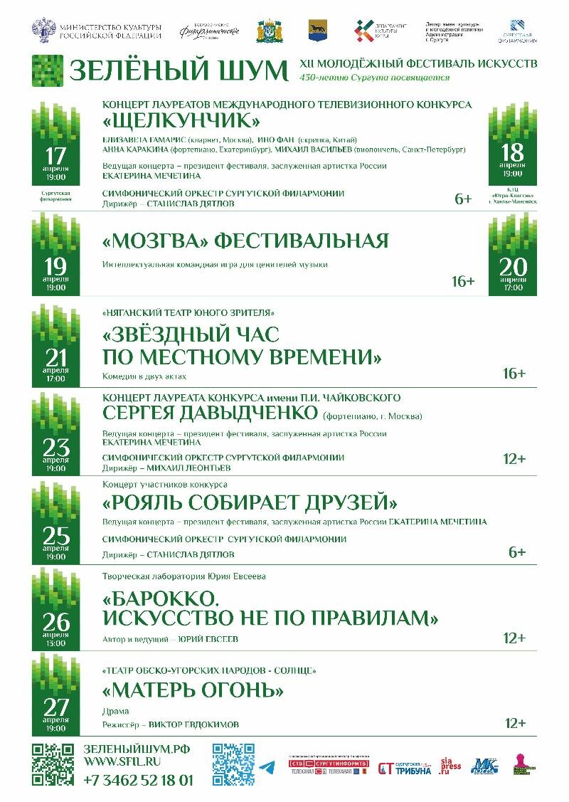    XII Молодёжный фестиваль искусств «Зелёный шум» состоится в Сургуте 17-29 апреля