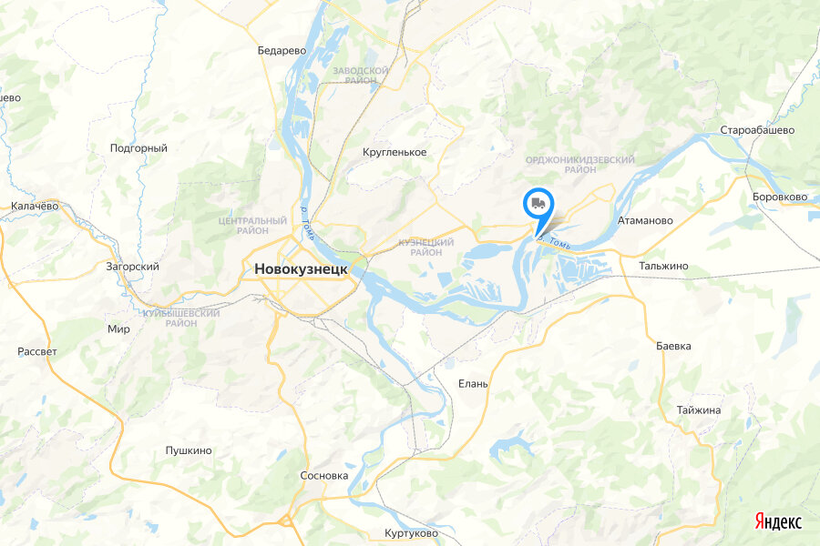 © yandex.ru/map-constructor (Байдаевский мост на карте)