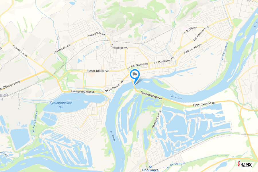 © yandex.ru/map-constructor (Байдаевский мост на карте)