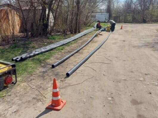    строительство водовода по улице Соловьиной // фото: телеграм-канал Алексея Логвиненко