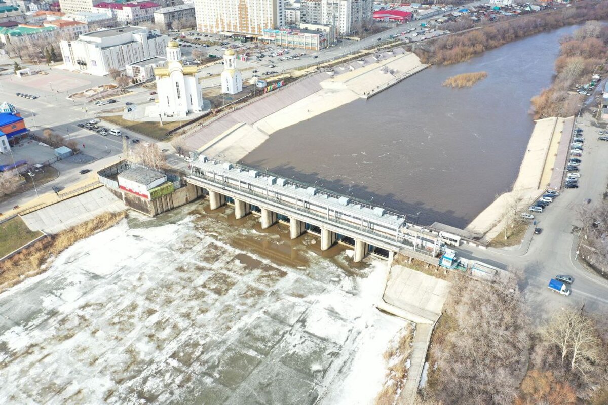 Уровень реки Тобол в границах Кургана прибавил 10 сантиметров. Фото: телеграм-канал Вадима Шумкова.