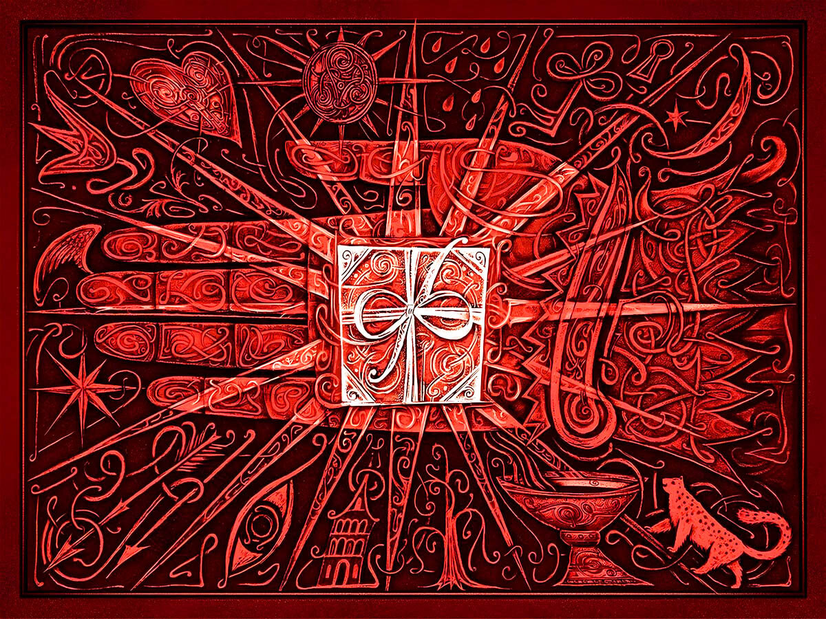 Форзац книг из цикла «Дарители» Екатерины Соболь.