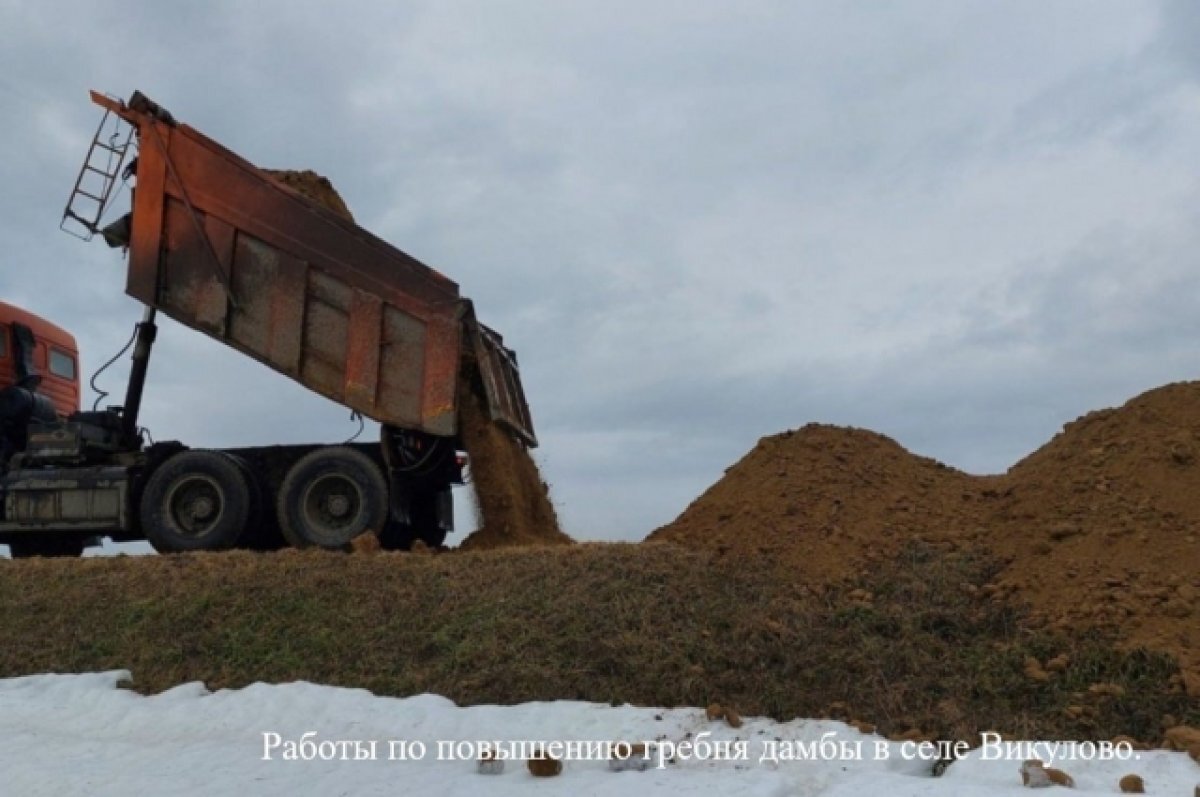    В Викуловском районе Тюменской области укрепляют дамбу и строят насыпь