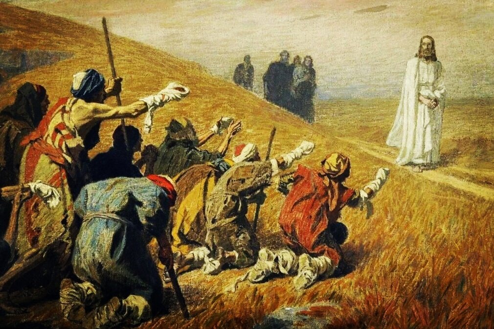 Иисус Христос и десять прокаженных.