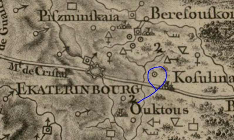 Фрагмент карты Ж. Ш. Д'Отероша, 1771 г.