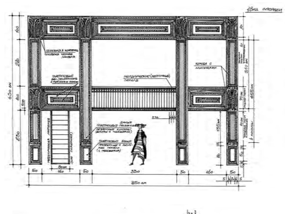 Габаритный чертеж декорации к музыкальному спектаклю «Продюсеры» московского театра “Et Cetera”