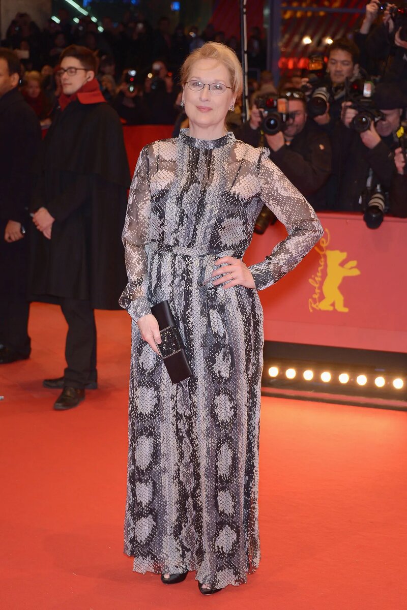   На церемонии вручения премии "Золотой глобус" 2012 года, где она получила награду за лучшую женскую роль в фильме "Железная леди".  Мерил посетила церемонию вручения премии BAFTA в 2012 году.-20
