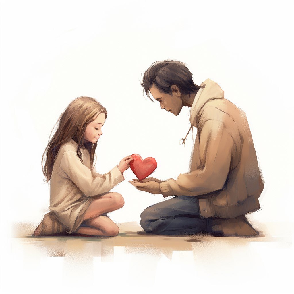 Мальчик дарит свое сердце девочке