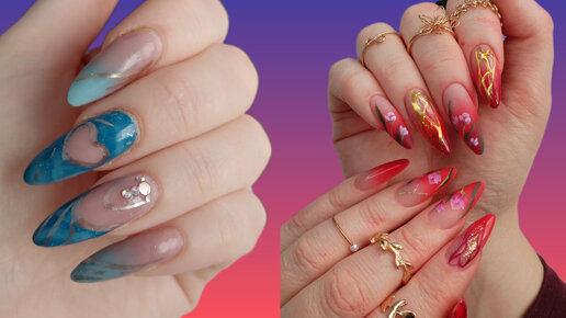 Сама себе мастер стильный дизайн на двух руках омбре градиент #nails#маникюр #ногти#стиль