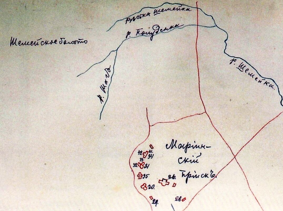 Фрагмент карты Изумрудных копей Урала. 1842 год