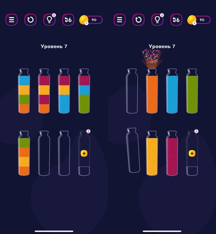    Рассортируйте все цвета и пройдите уровень