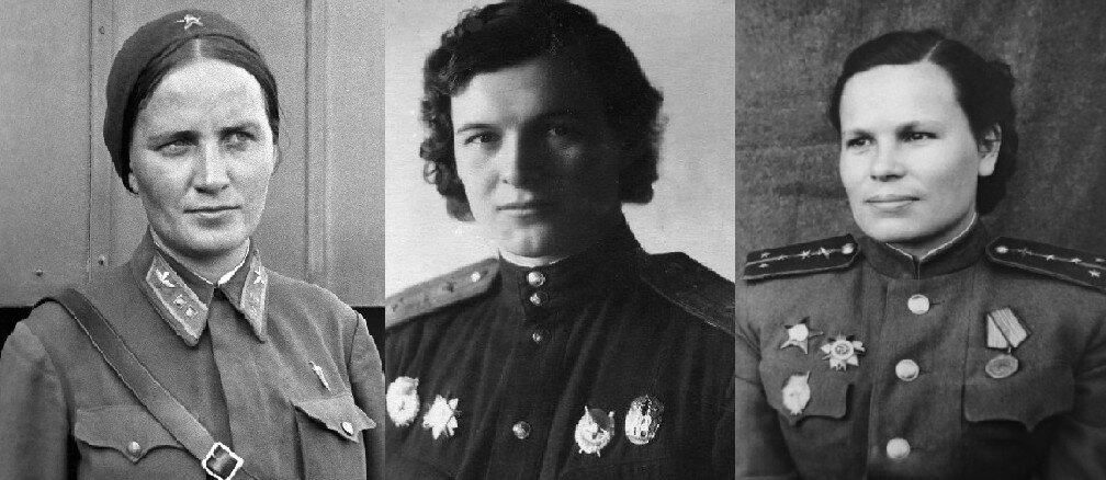 Слева на права: М.М. Раскова, Е.Д. Бершанская, М.И. Рунт