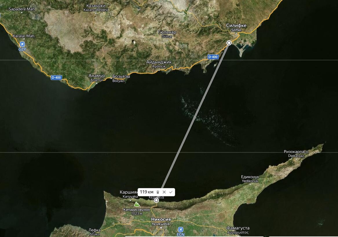 Наш маршрут. Перелет отмели из соображений, что не так интересно. 