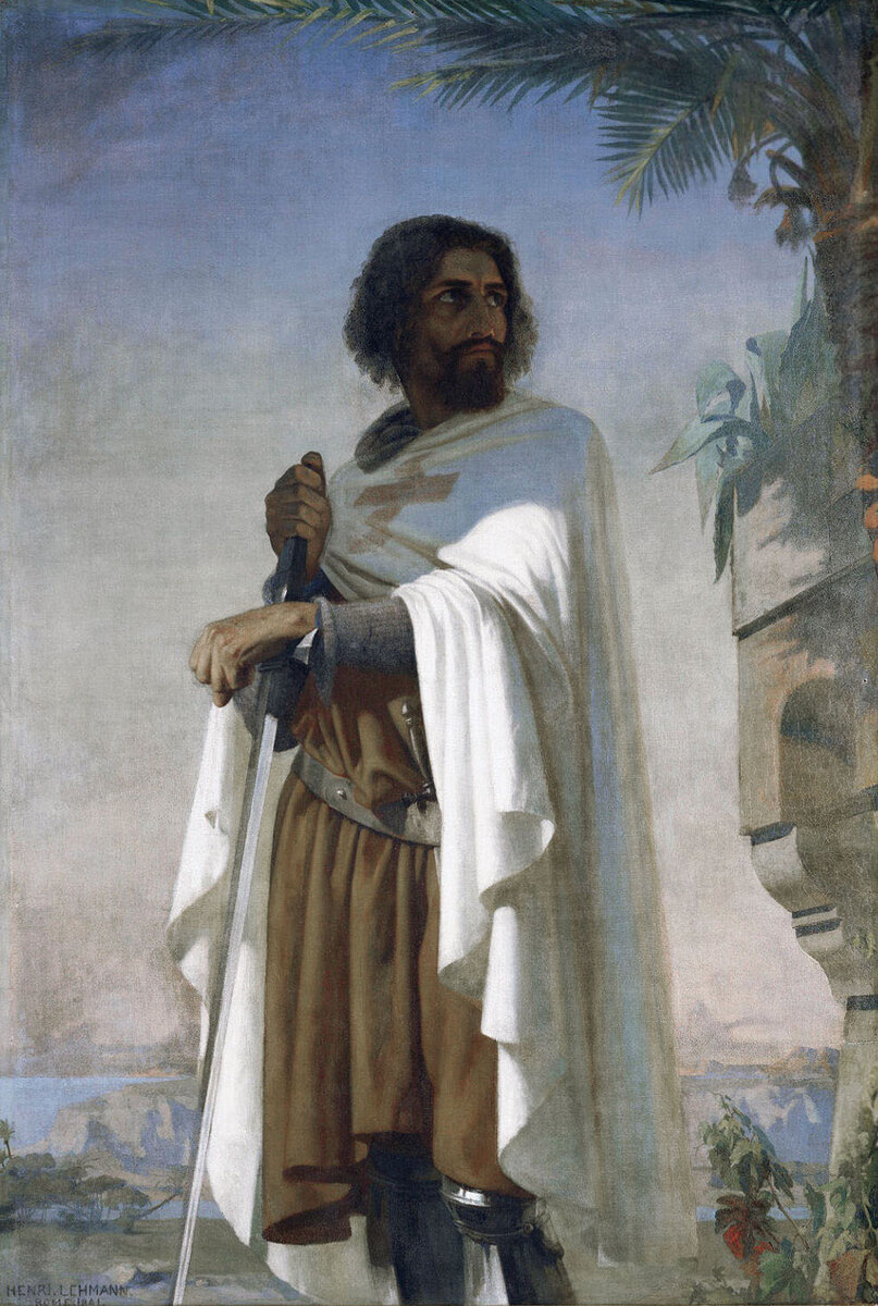 Воображаемый портрет Гюго де Пейна, первого магистра Ордена Тамплиеров, картина Анри Лемана, 1841 год