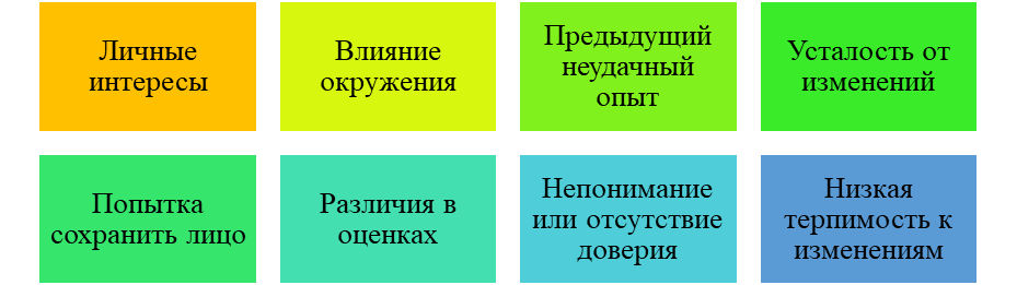 Рисунок 1 – Основные причины сопротивления изменениями