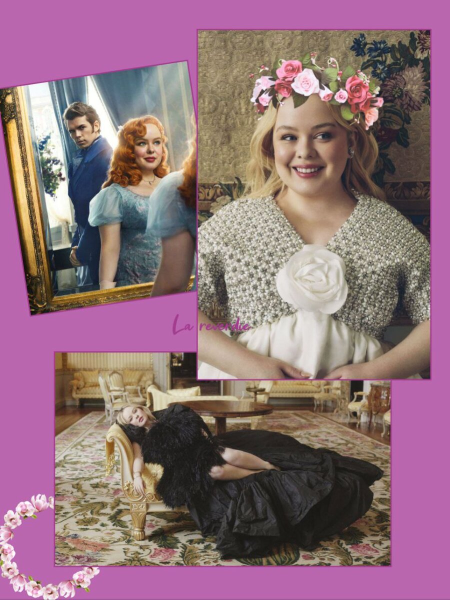 Украшенный жемчужными вставками лиф и белая шелковая юбка Richard Quinn, его же авторства черное платье со старусовыми перьями, серьги Cartier