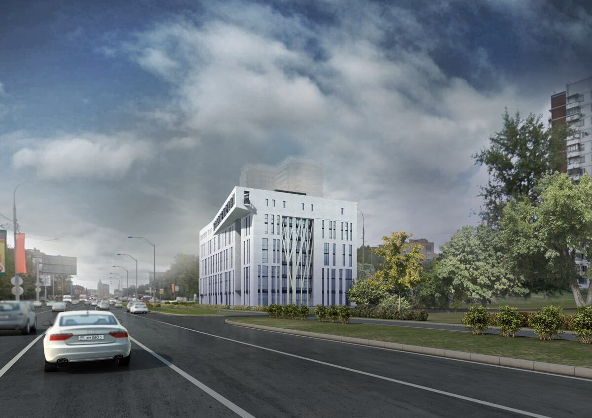 Изображение из сети, один из нереализованных проектов строительства офисного здания (медицинской клиники) на Можайском, 6 от 2008-2015 гг.