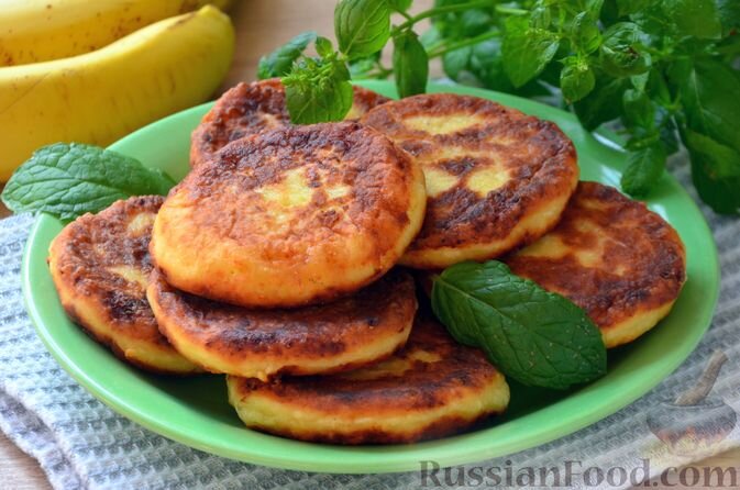 творог, банан, яйца, мука, сахар, сахар ванильный, масло растительное