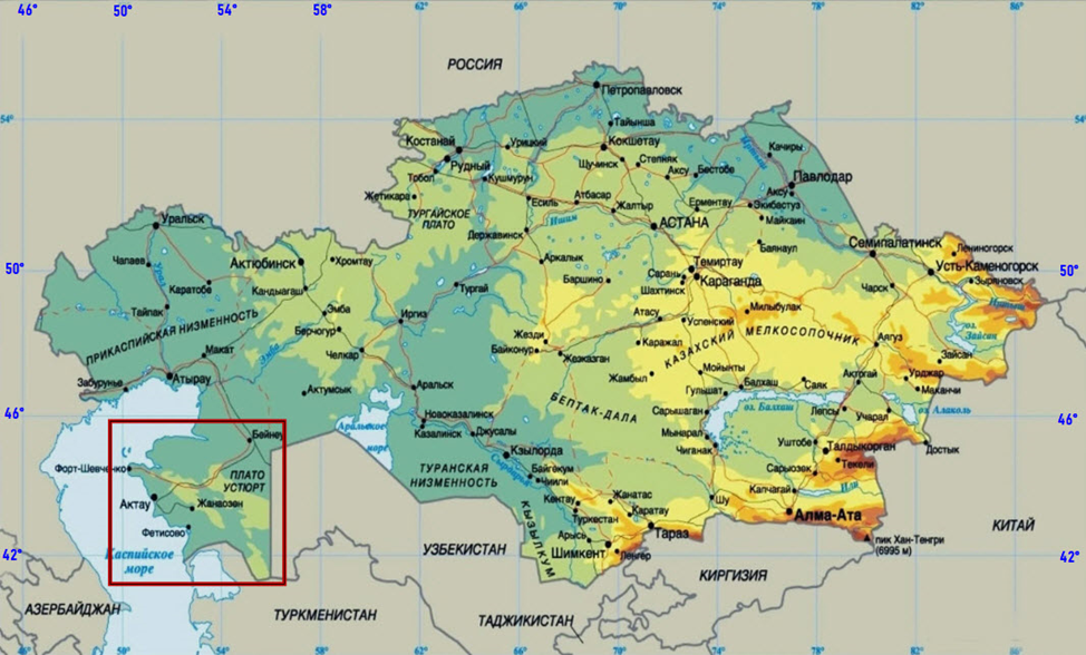 Карта Республики Казахстан.