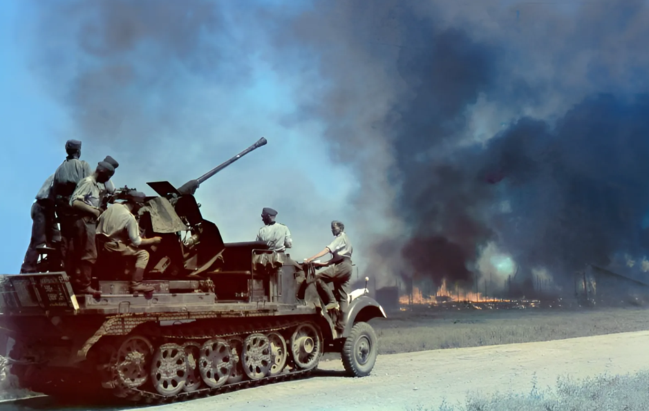 Немецкая ЗСУ Sd.Kfz. 6-2 в районе Сталинграда, 1942 г.