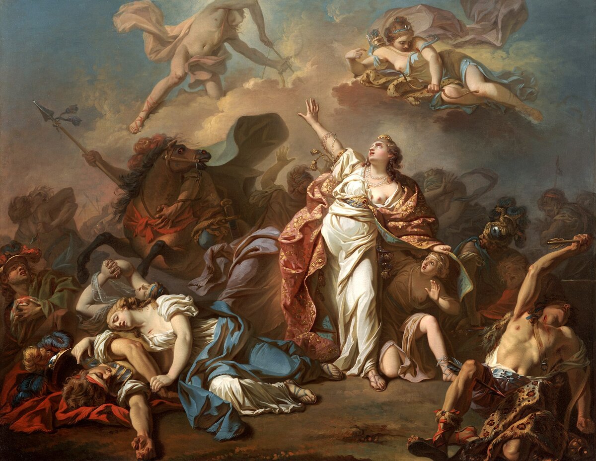 Жак Луи Давид. Артемида и Аполлон убивают детей Ниобы (1772)