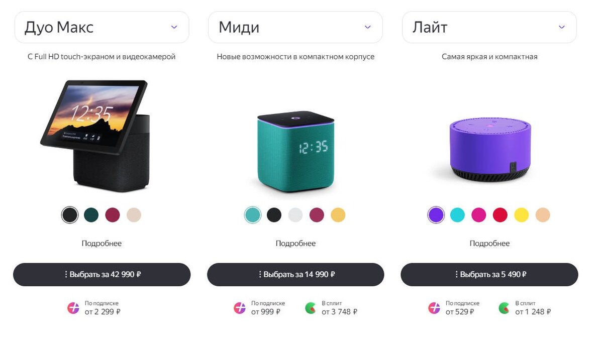 Разновидности колонок Алиса