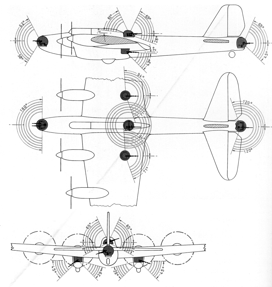 сектора обстрела огневых точек Пе-8